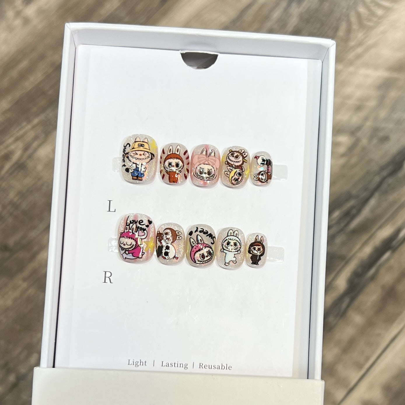 Dairison Labubu Wearable Nails Pure Handmade Cartoon Trendy Cute Labubu Nail Art Detachable Nail Tips