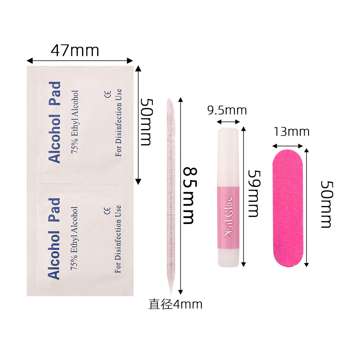 Wearable Nail Tool Kit Crystal Stick Gel Nail File Alcohol Cotton Tool Kit