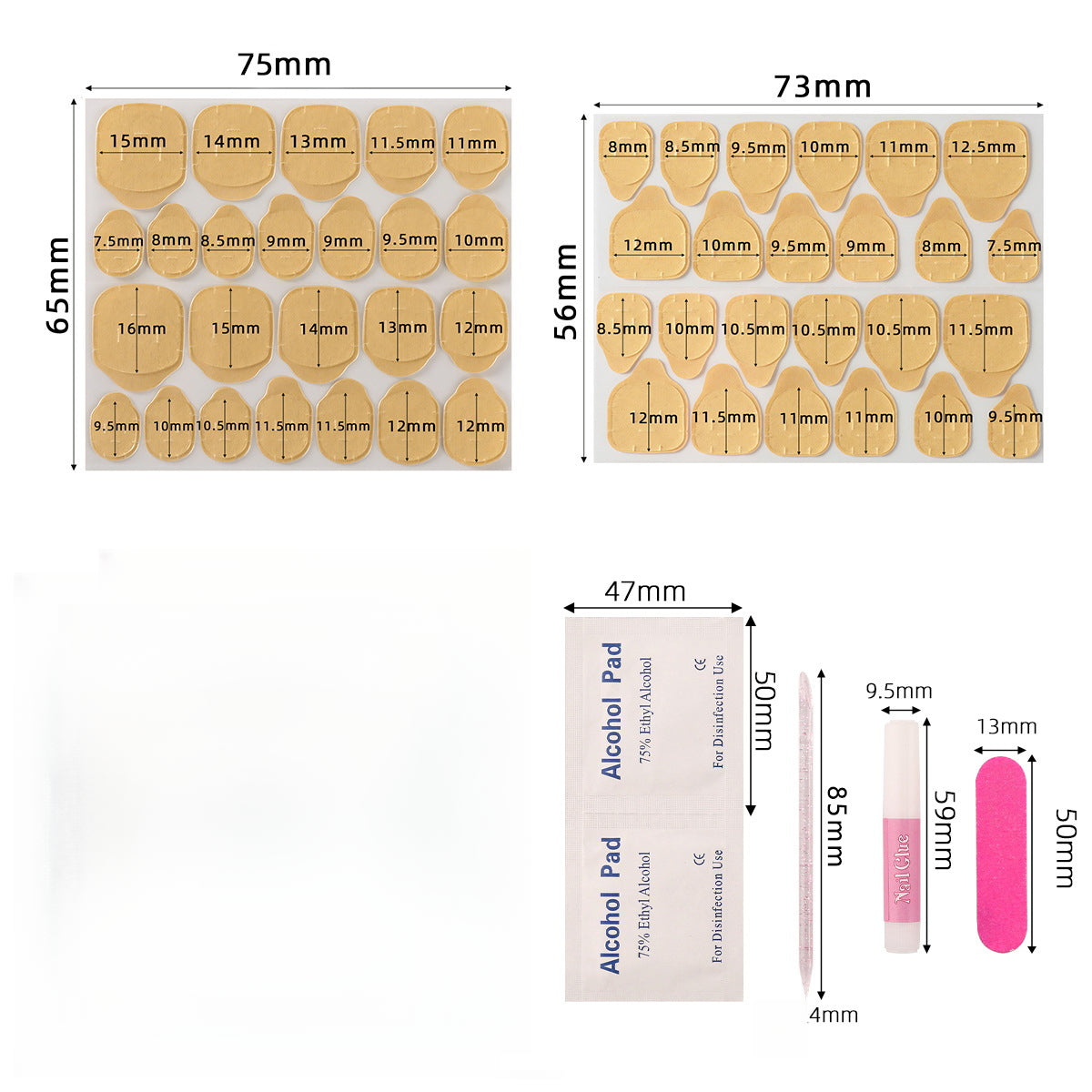Wearable Nail Tool Kit Crystal Stick Gel Nail File Alcohol Cotton Tool Kit