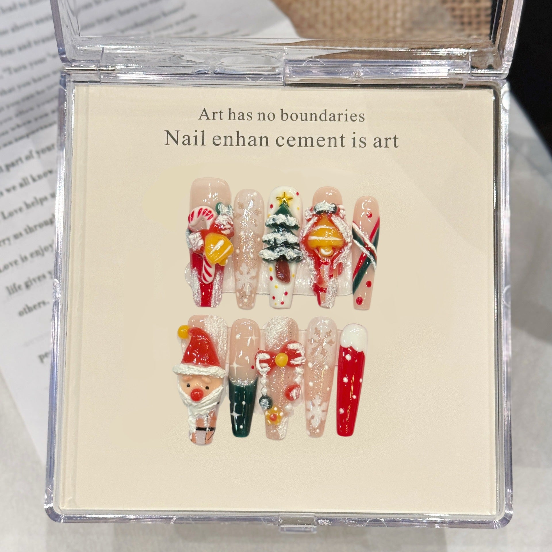 Christmas Carnival on Fingertips-3D Handmade Press - on Nails, Unleash the Festival's Fantasy