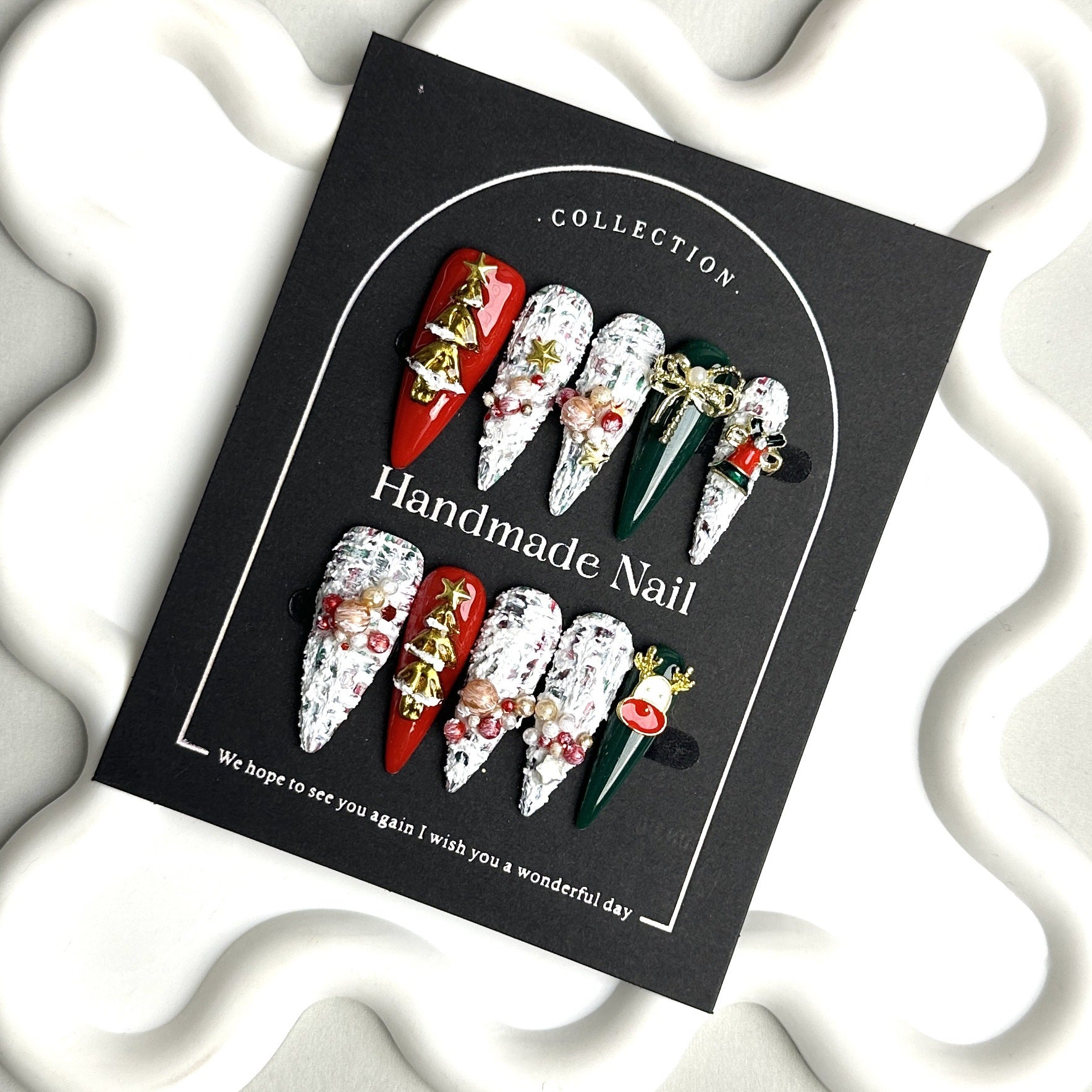 Christmas Press-on Nails: Hand-Painted & Personalized