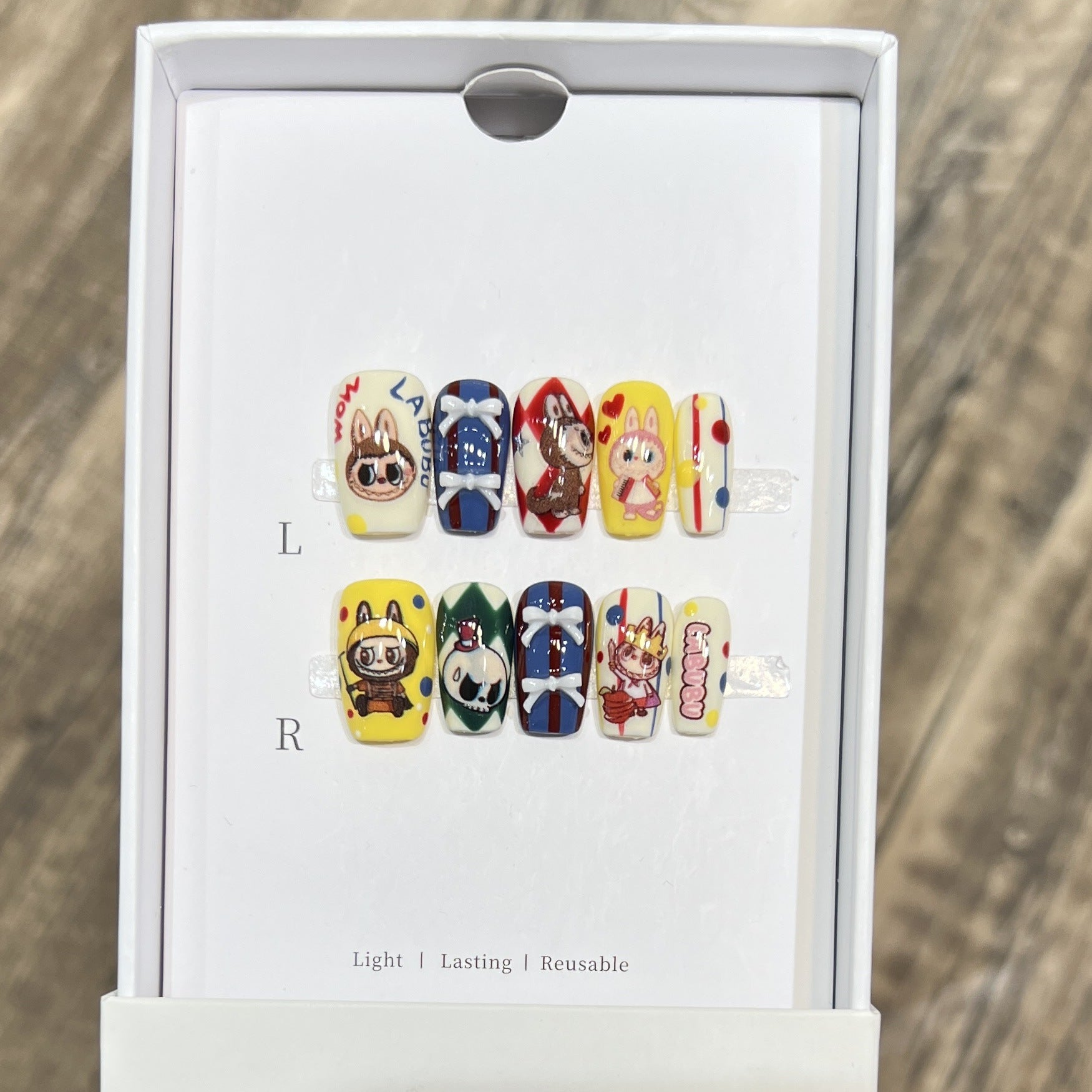 Dairison Labubu Wearable Nails Pure Handmade Cartoon Trendy Cute Labubu Nail Art Detachable Nail Tips