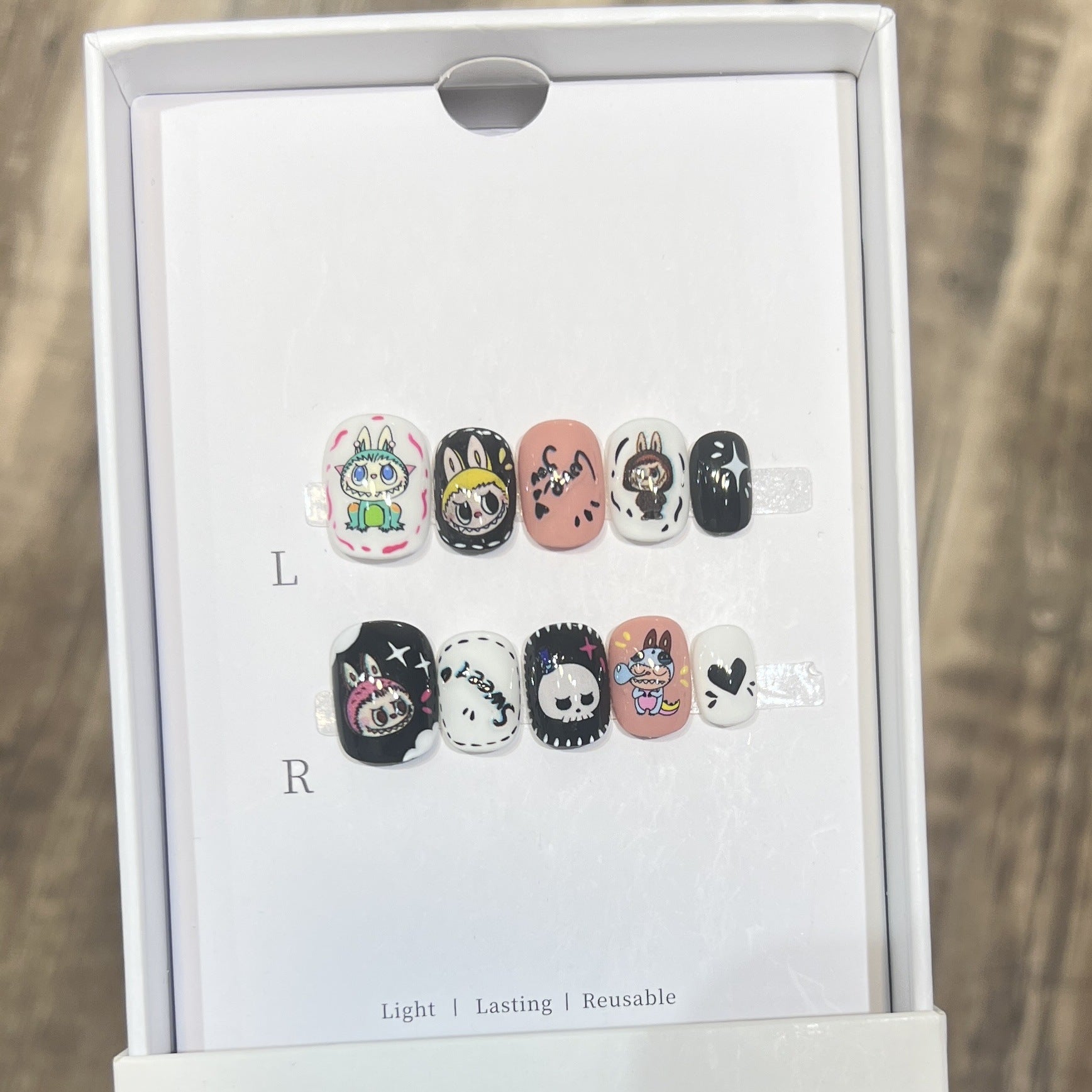Dairison Labubu Wearable Nails Pure Handmade Cartoon Trendy Cute Labubu Nail Art Detachable Nail Tips